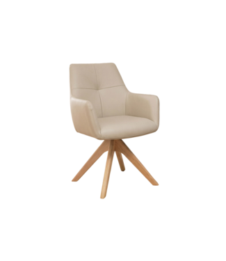 Invicta Interior Draaitstoel ALMARA 360° auto-return met armleuningen bonnellvering leer beige zand - 48567