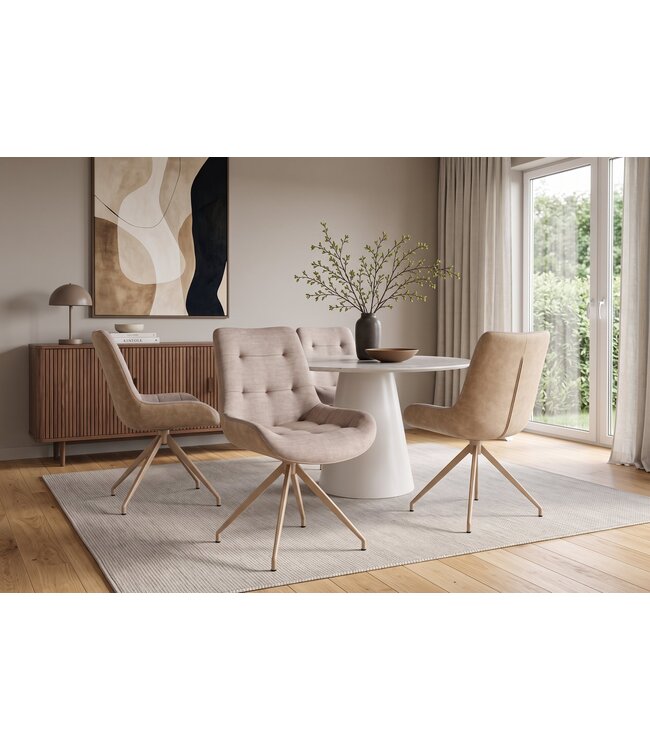 Invicta Interior Fauteuil DIVANI retrostijl fluweel microvezel champagne beige - 48607