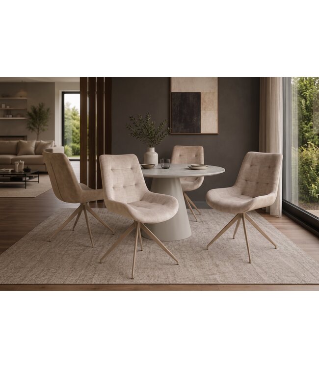 Invicta Interior Fauteuil DIVANI retrostijl fluweel microvezel champagne beige - 48607
