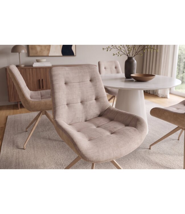 Invicta Interior Fauteuil DIVANI retrostijl fluweel microvezel champagne beige - 48607