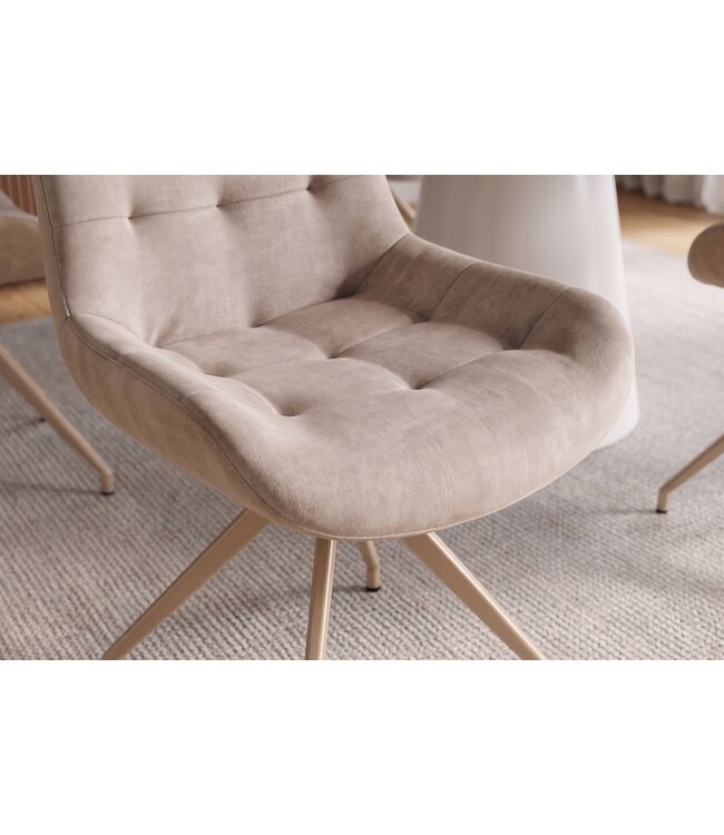 Invicta Interior Fauteuil DIVANI retrostijl fluweel microvezel champagne beige - 48607