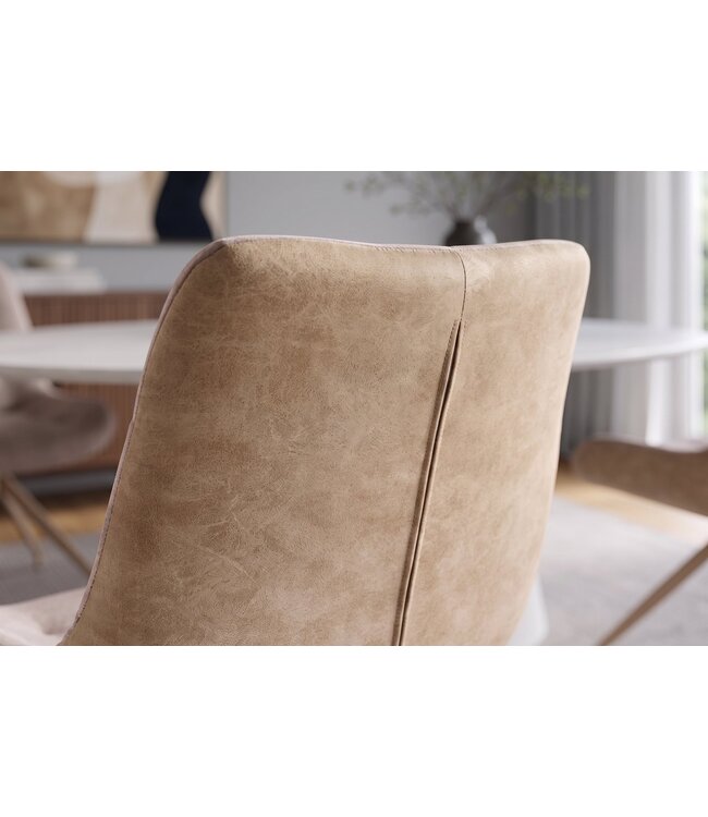Invicta Interior Fauteuil DIVANI retrostijl fluweel microvezel champagne beige - 48607