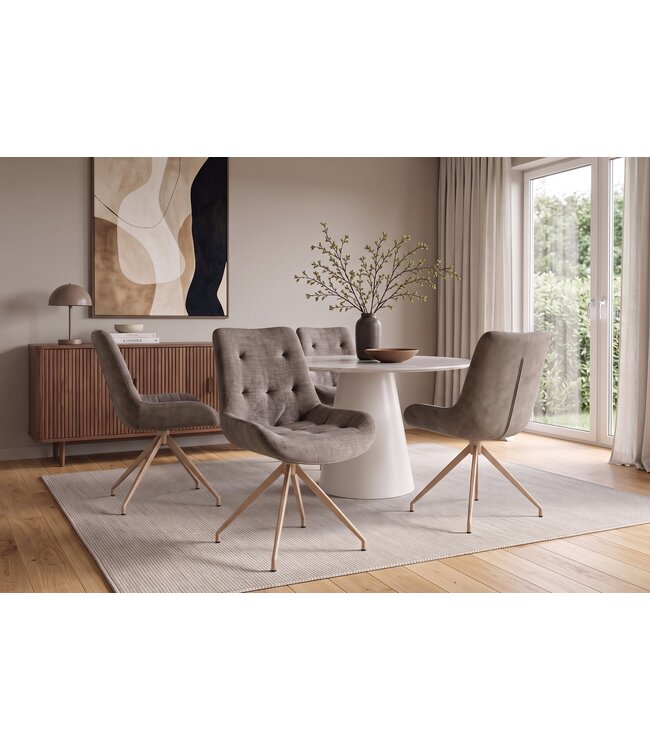 Invicta Interior Retro velours fauteuil DIVANI in taupe beige - 48608