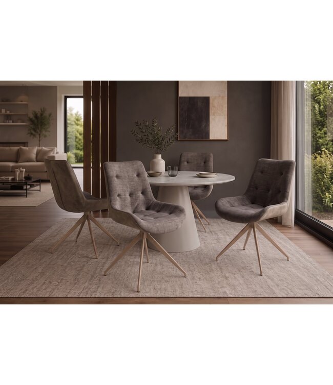 Invicta Interior Retro velours fauteuil DIVANI in taupe beige - 48608