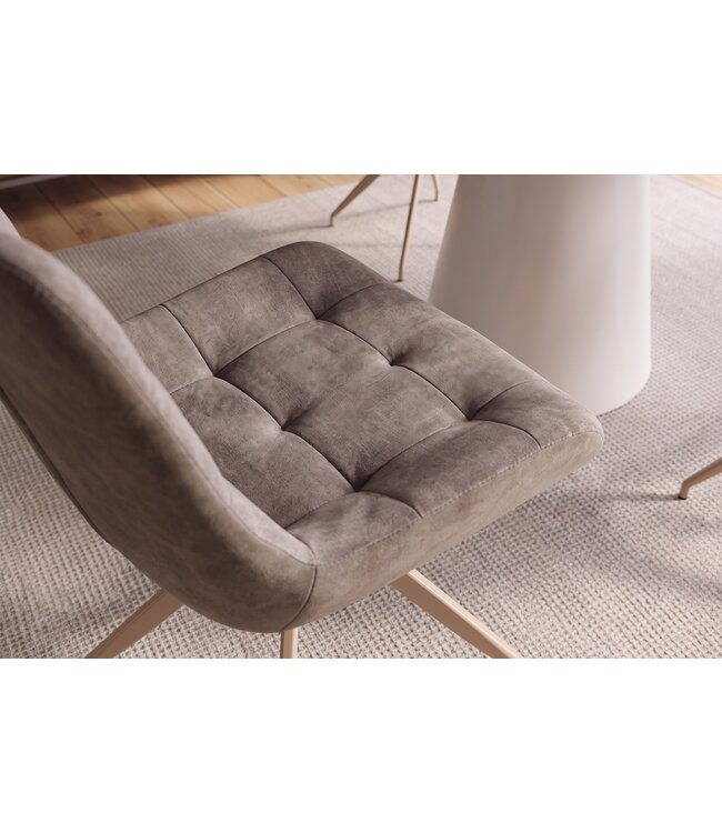 Invicta Interior Retro velours fauteuil DIVANI in taupe beige - 48608