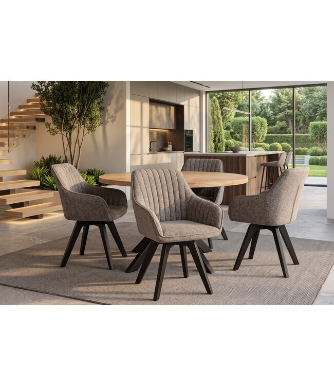 Invicta Interior Draaibare stoel LIVORNO 180° auto-return met armleuningen microvezel taupe - 48610