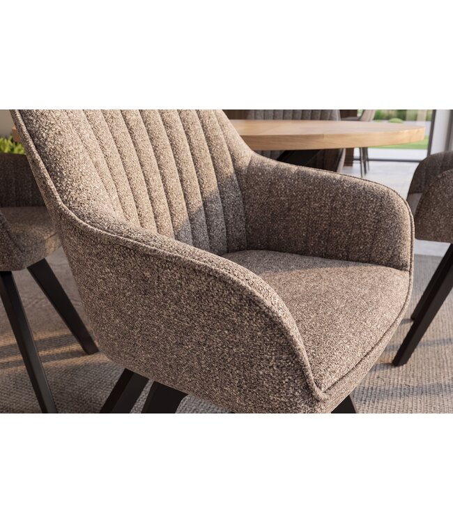 Invicta Interior Draaibare stoel LIVORNO 180° auto-return met armleuningen microvezel taupe - 48610