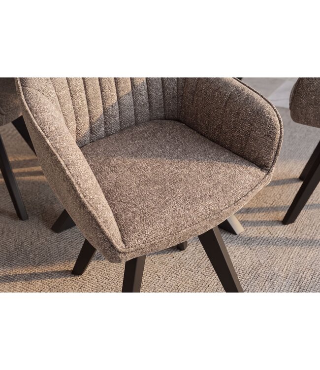 Invicta Interior Draaibare stoel LIVORNO 180° auto-return met armleuningen microvezel taupe - 48610