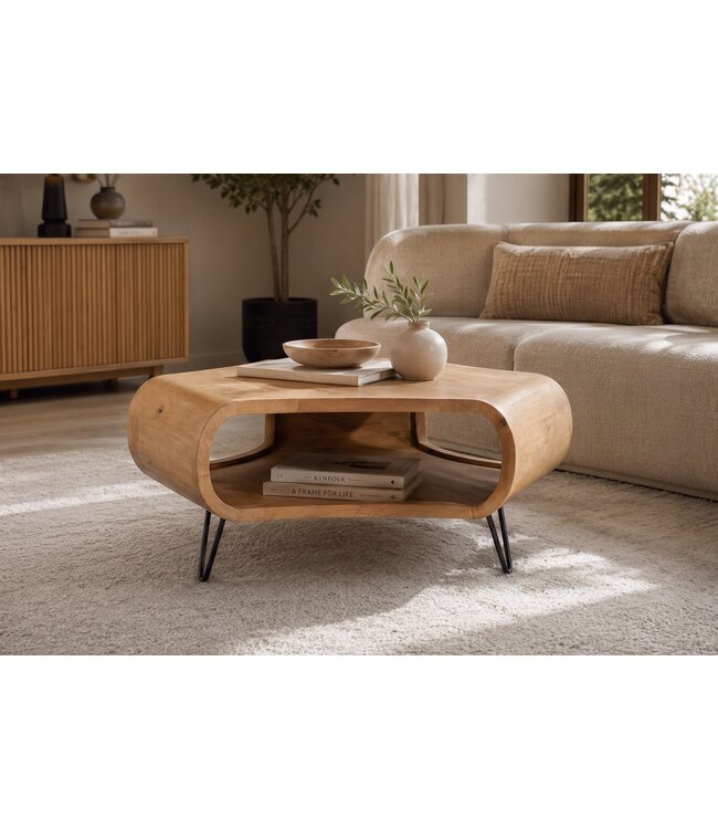 Invicta Interior Salontafel ORGANIC LIVING 90cm met hairpin poten mangohout naturel - 48645