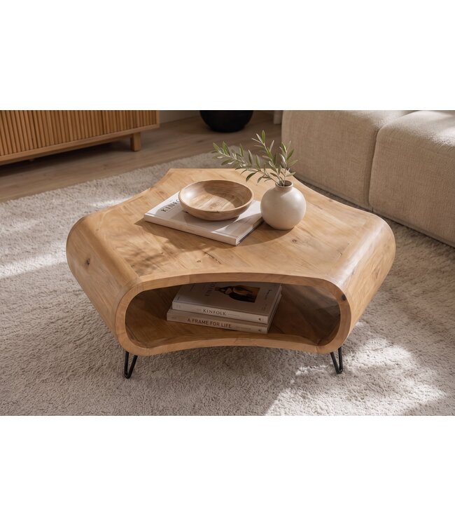 Invicta Interior Salontafel ORGANIC LIVING 90cm met hairpin poten mangohout naturel - 48645