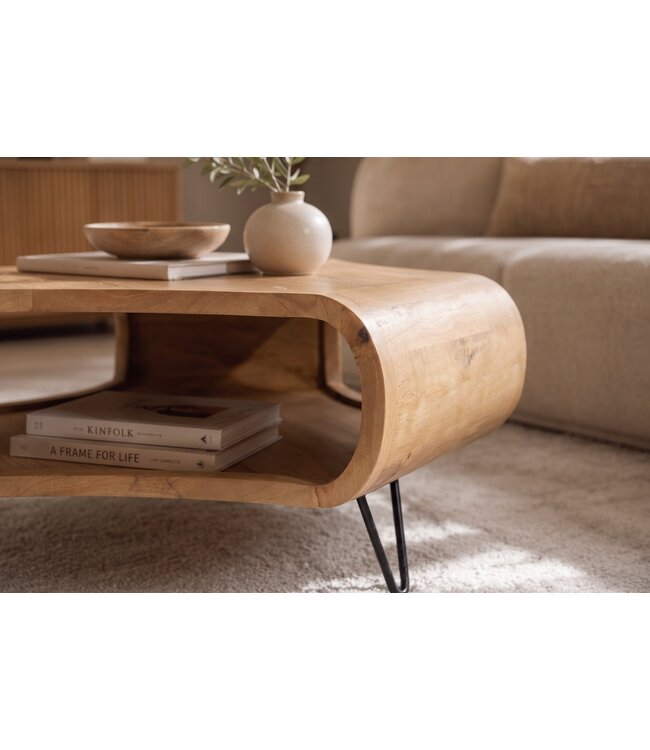 Invicta Interior Salontafel ORGANIC LIVING 90cm met hairpin poten mangohout naturel - 48645