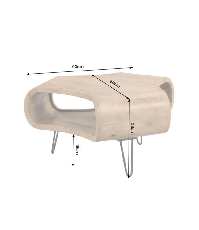 Invicta Interior Salontafel ORGANIC LIVING 90cm met hairpin poten mangohout naturel - 48645