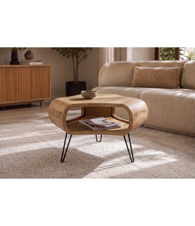 Invicta Interior Salontafel ORGANIC LIVING 70cm met hairpin poten mangohout naturel - 48646