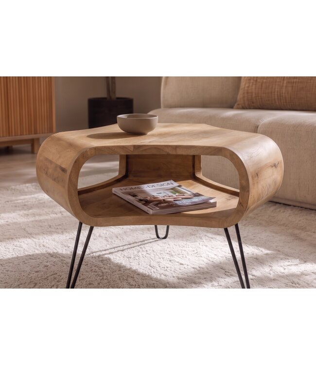 Invicta Interior Salontafel ORGANIC LIVING 70cm met hairpin poten mangohout naturel - 48646