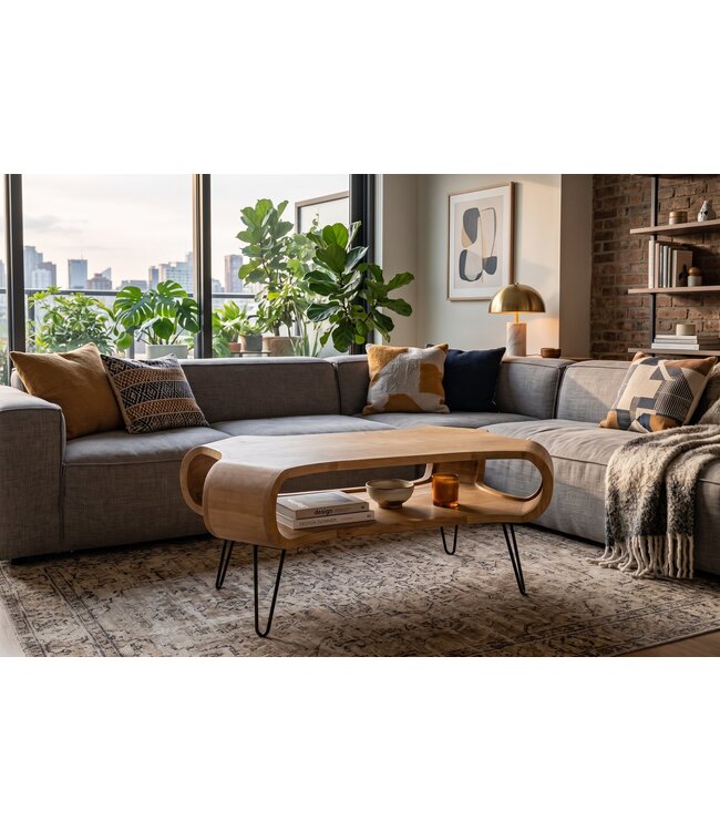 Invicta Interior Salontafel ORGANIC LIVING 100cm met hairpin poten mangohout naturel - 48647
