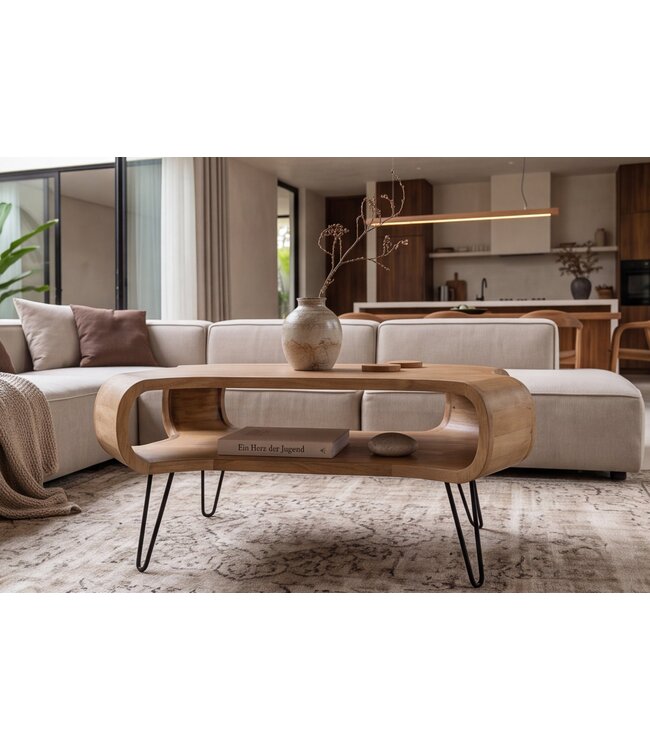 Invicta Interior Salontafel ORGANIC LIVING 100cm met hairpin poten mangohout naturel - 48647