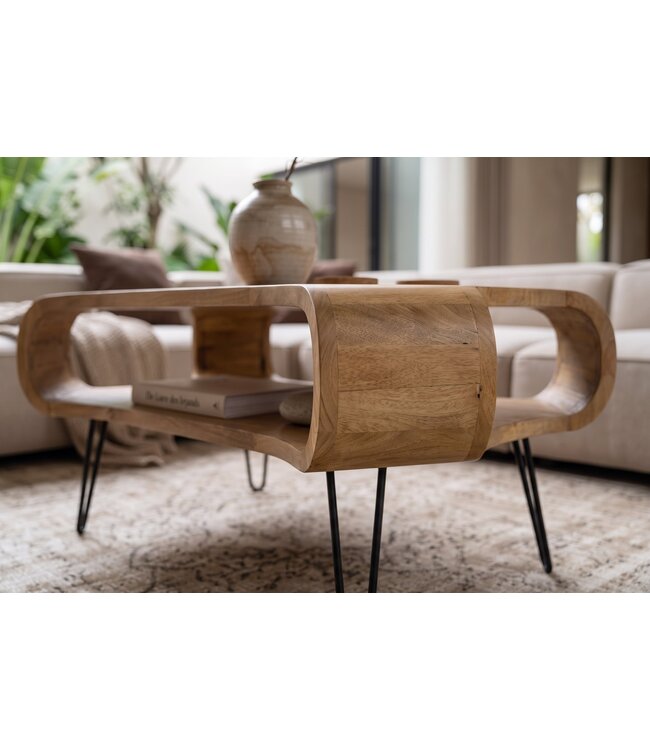 Invicta Interior Salontafel ORGANIC LIVING 100cm met hairpin poten mangohout naturel - 48647
