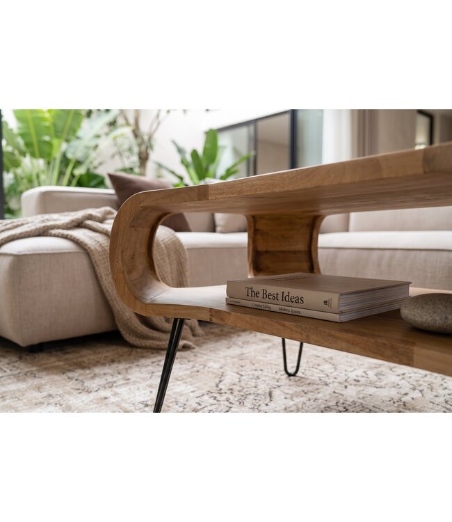 Invicta Interior Salontafel ORGANIC LIVING 100cm met hairpin poten mangohout naturel - 48647