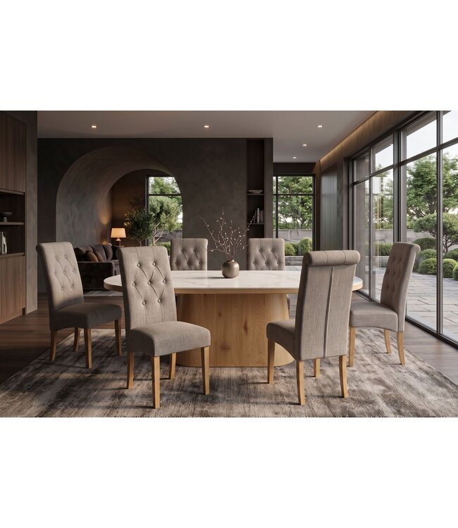 Invicta Interior Stoel CASA met nekrol gestructureerde stof taupe - 48650