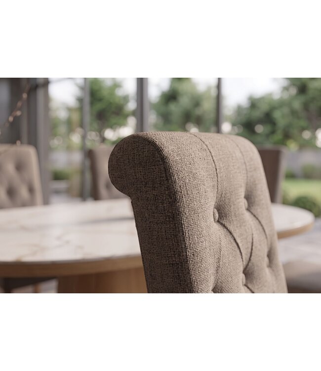 Invicta Interior Stoel CASA met nekrol gestructureerde stof taupe - 48650