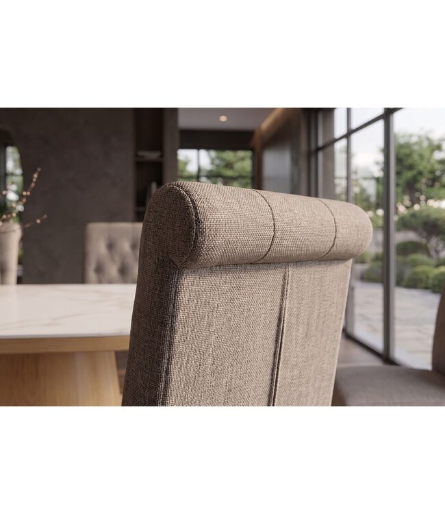 Invicta Interior Stoel CASA met nekrol gestructureerde stof taupe - 48650