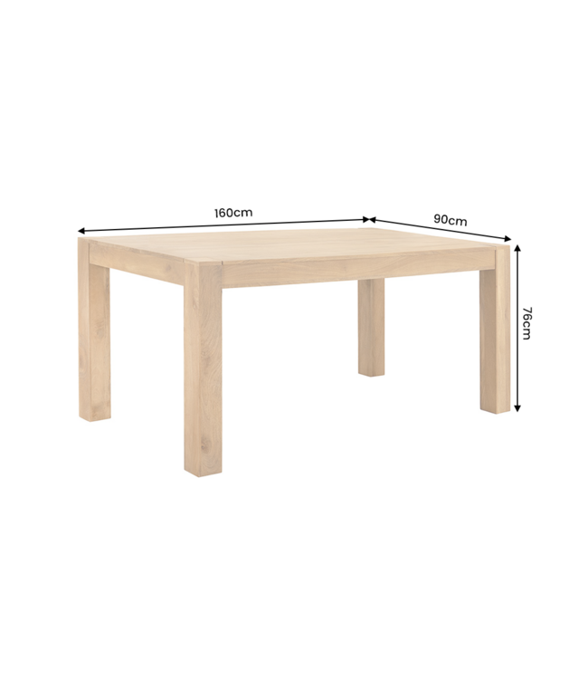Invicta Interior Eettafel MAKASSAR 160cm mangohout crème natuurlijk - 48651