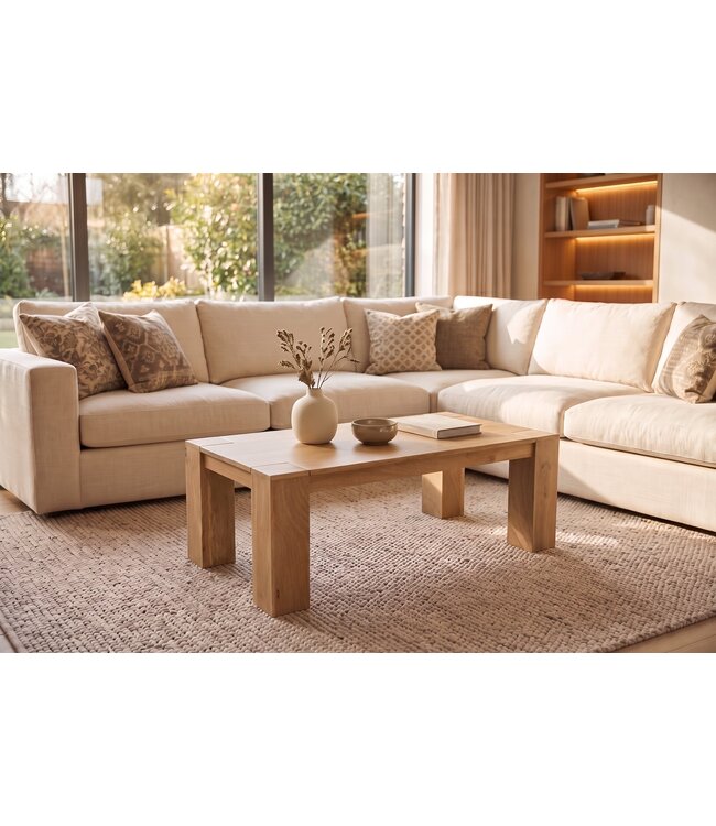 Invicta Interior Salontafel MAKASSAR 100cm mangohout crème beige - 48652