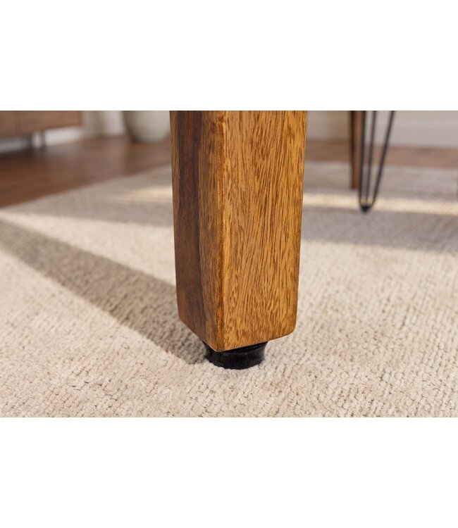 Invicta Interior Stoel MAKASSAR 90cm kunstleer donkergrijs en sheesham hout bruin stone finish - 48654