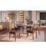 Invicta Interior Stoel MAKASSAR 90cm gestructureerde stof grijs bruin en sheesham hout bruin stenen afwerking - 48655