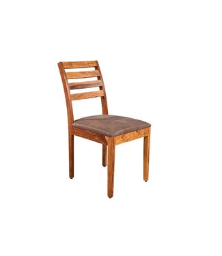 Invicta Interior Stoel MAKASSAR 90cm microvezel bruin en sheeshamhout bruine steenafwerking - 48656
