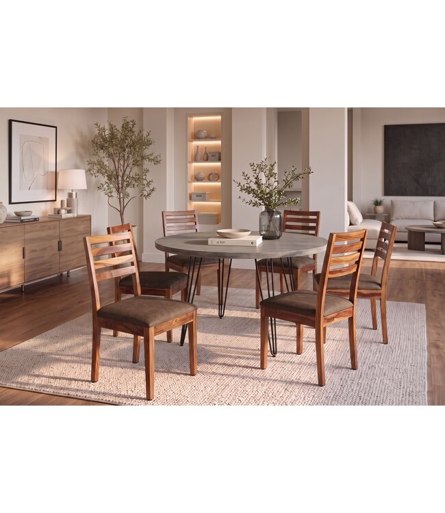 Invicta Interior Stoel MAKASSAR 90cm microvezel bruin en sheeshamhout bruine steenafwerking - 48656