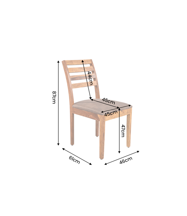 Invicta Interior Stoel MAKASSAR 90cm microvezel bruin en sheeshamhout bruine steenafwerking - 48656
