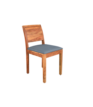 Invicta Interior Stoel MAKASSAR 80cm kunstleer donkergrijs en sheeshamhout bruine steenafwerking - 48657