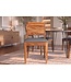 Invicta Interior Stoel MAKASSAR 80cm kunstleer donkergrijs en sheeshamhout bruine steenafwerking - 48657