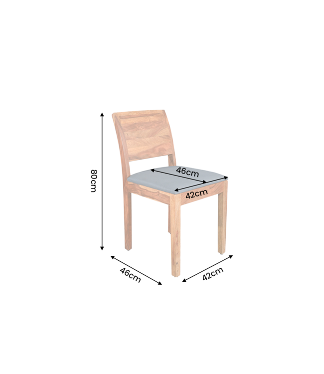 Invicta Interior Stoel MAKASSAR 80cm kunstleer donkergrijs en sheeshamhout bruine steenafwerking - 48657