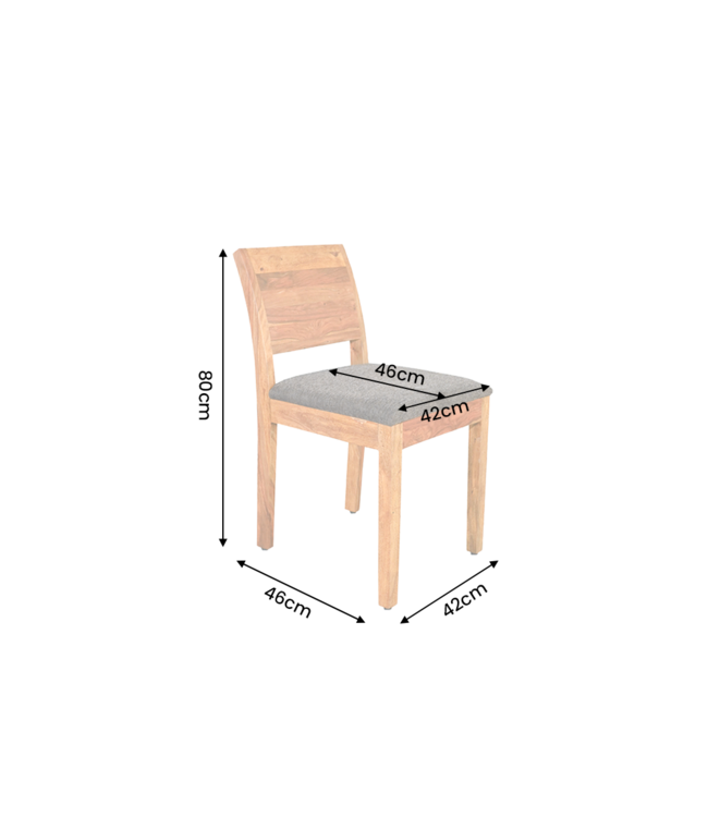 Invicta Interior Stoel MAKASSAR 80cm gestructureerde stof grijs en sheeshamhout bruine steenafwerking - 48658
