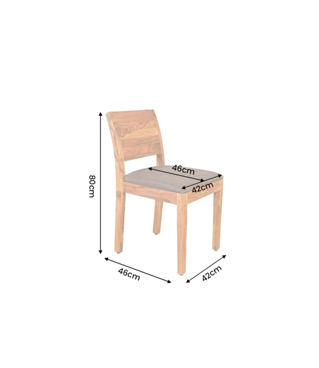 Invicta Interior Stoel MAKASSAR 80cm microvezel bruin en sheesham hout bruin stone finish - 48659