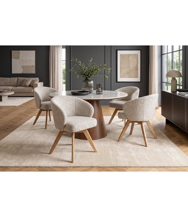 Invicta Interior Draaistoel WALKURE 180° auto-return met armleuningen veercore textielstof beige naturel - 48677