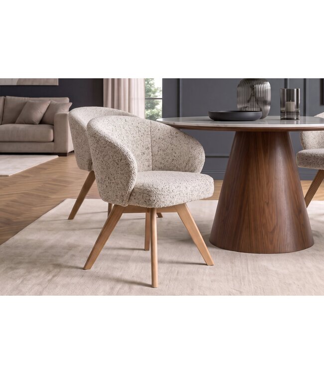 Invicta Interior Draaistoel WALKURE 180° auto-return met armleuningen veercore textielstof beige naturel - 48677