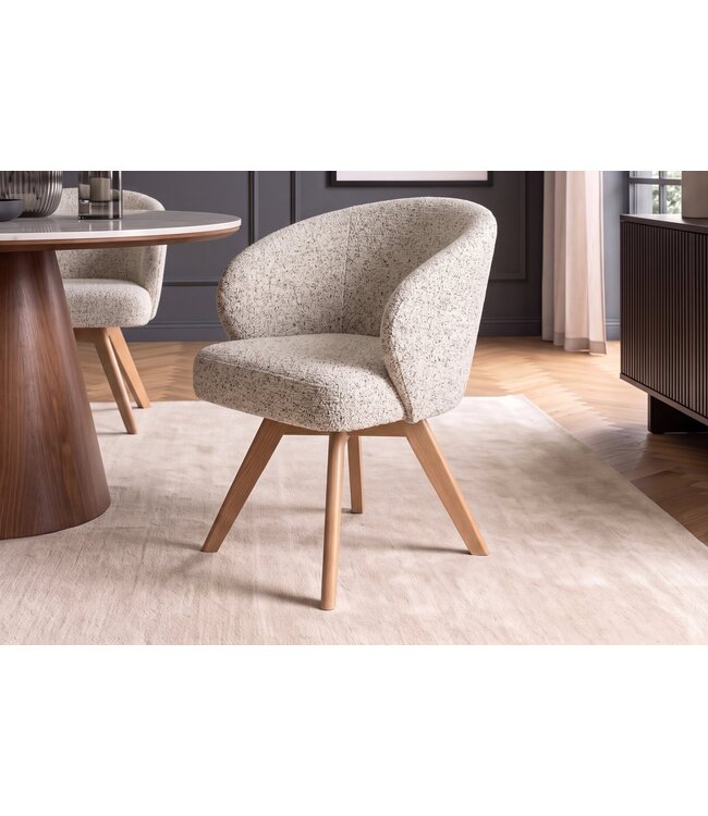 Invicta Interior Draaistoel WALKURE 180° auto-return met armleuningen veercore textielstof beige naturel - 48677