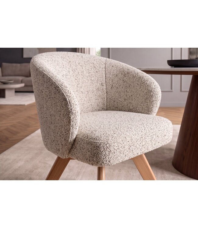 Invicta Interior Draaistoel WALKURE 180° auto-return met armleuningen veercore textielstof beige naturel - 48677