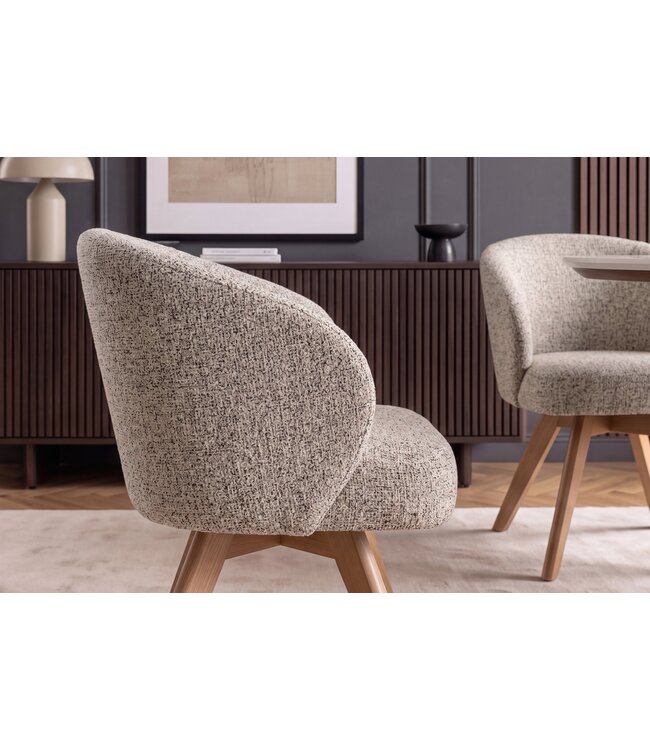Invicta Interior Draaistoel WALKURE 180° auto-return met armleuningen veercore textielstof beige naturel - 48677