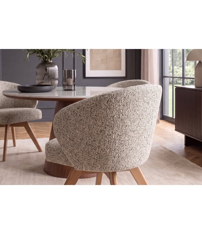 Invicta Interior Draaistoel WALKURE 180° auto-return met armleuningen veercore textielstof beige naturel - 48677