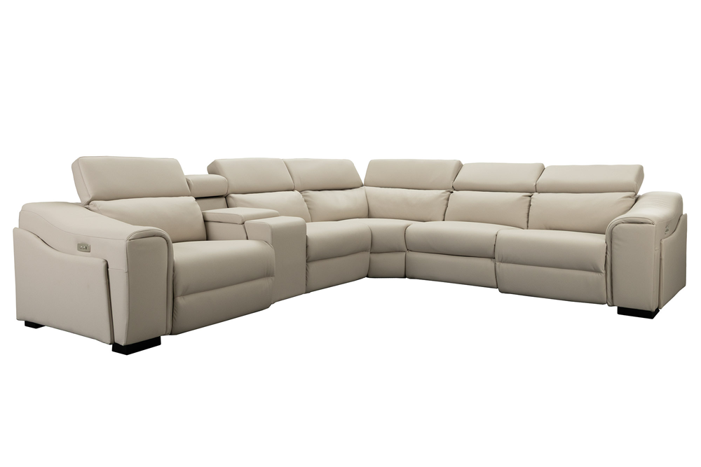 Hoekbank PRIME multifunctioneel elektrisch verstelbaar met opbergruimte kunstleer beige - 48681