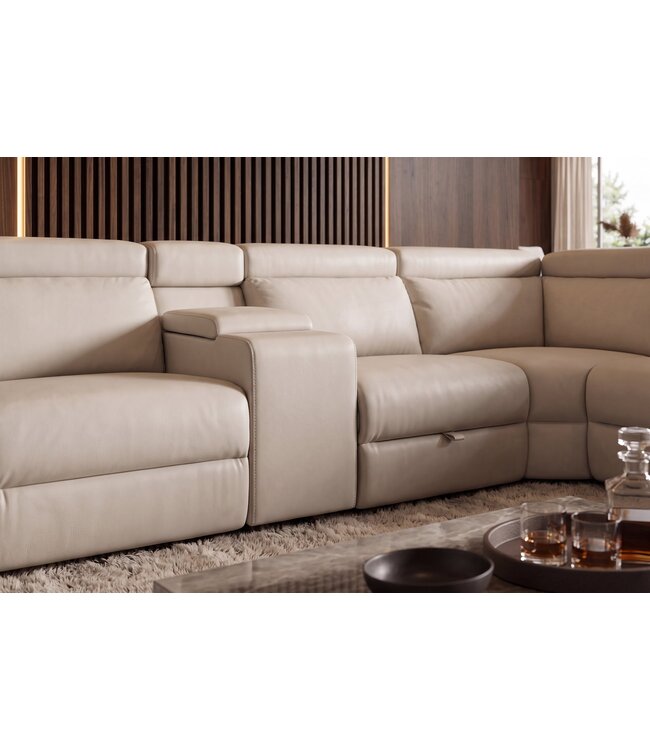 Invicta Interior Hoekbank PRIME multifunctioneel elektrisch verstelbaar met opbergruimte kunstleer beige - 48681