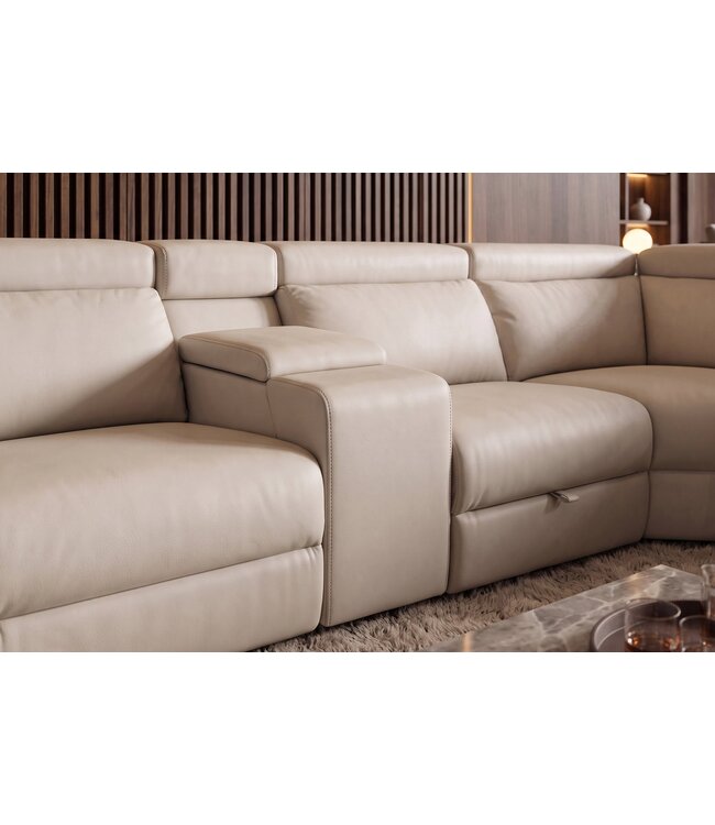 Invicta Interior Hoekbank PRIME multifunctioneel elektrisch verstelbaar met opbergruimte kunstleer beige - 48681