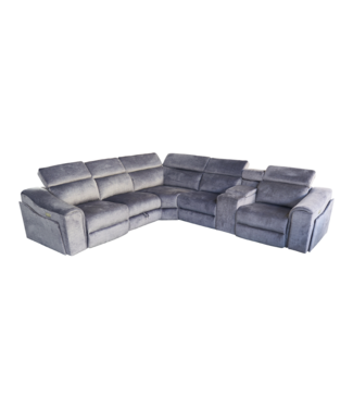 Invicta Interior Hoekbank PRIME multifunctioneel elektrisch verstelbaar met opbergruimte vogue velvet grijs - 48682