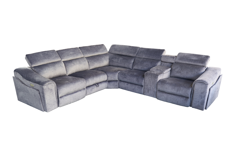 Hoekbank PRIME multifunctioneel elektrisch verstelbaar met opbergruimte vogue velvet grijs - 48682