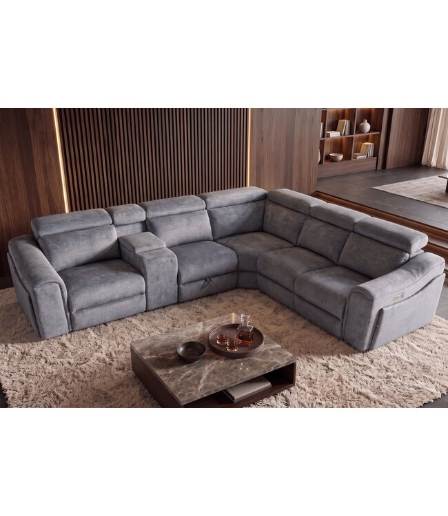 Invicta Interior Hoekbank PRIME multifunctioneel elektrisch verstelbaar met opbergruimte vogue velvet grijs - 48682