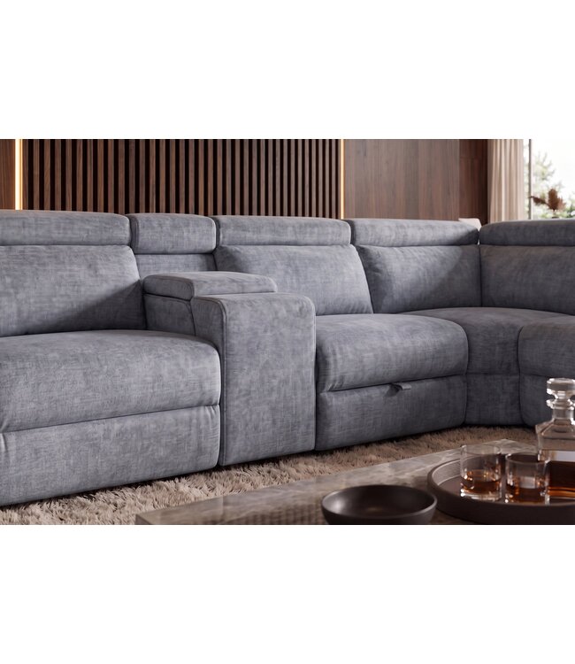 Invicta Interior Hoekbank PRIME multifunctioneel elektrisch verstelbaar met opbergruimte vogue velvet grijs - 48682